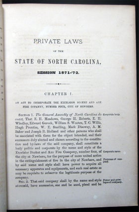 Private Laws of the State of North Carolina, Passed By the General Assembly at the Session 1871 - '72, Published By Authority