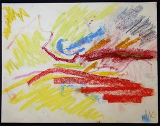 Item #028804 Original Abstract Color Chalks on Paper Signed By Mary Abbott. Art - 20th Century -...