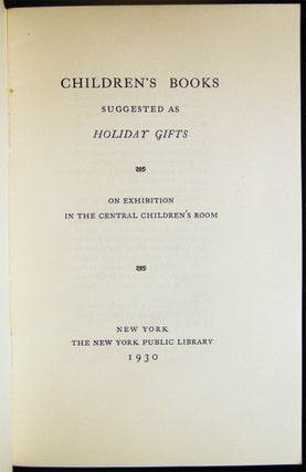 Children's Books Suggested as Holiday Gifts On Exhibition in the Central Children's Room