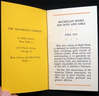 Fall 1949 - 1950 - 1951 - 1952 Group of New Book Notes Macmillan Books for Boys and Girls