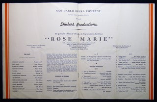 San Carlo Opera Company Fortune Gallo, Managing Director Presents Shubert Productions Rose Marie
