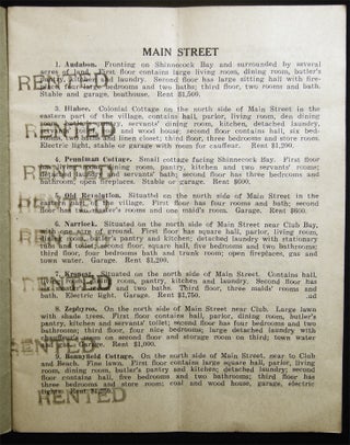 Circa 1920: Furnished Cottages to Rent Quogue and Vicinity Tuthill Agency Quogue, Long Island New York (with) Two Similar Real Estate Items