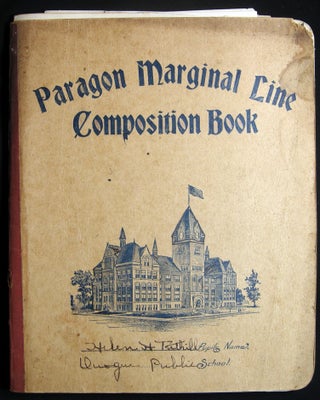 1909 Composition Book with Entries By Helen F. Tuthill Quogue Public School & Ephemera, Including Ink- Blot Artworks