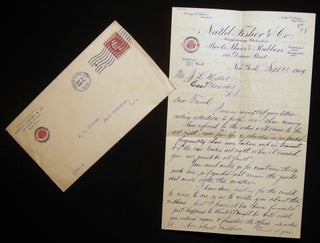 Item #028901 1909 Handwritten Business Correspondence on Company Letterhead from Nath'l Fisher &...