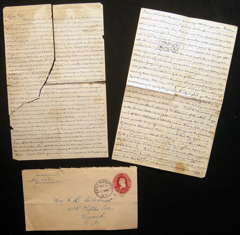 Item #028914 1857 Letter Sent from Aunt Eliza True in Toulon France to Robert Gilchrist Jr. In New Jersey. French-American Correspondence - 19th Century - Robert Gilchrist Jr. - New Jersey.