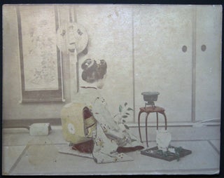 Item #029013 Circa 1890 Colored Albumen Cabinet Card of a Japanese Woman, Musical Instruments, a...