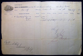 Item #029062 1862 Port of Philadelphia Manuscript & Printed Bill of Lading Entry of Merchandise...