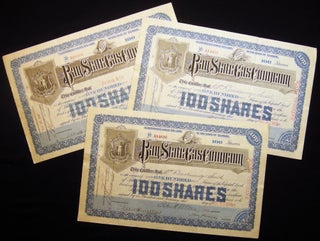 Item #029079 Three Bay State Gas Company Stock Certificates 1908 - 1909. Americana - 20th Century...