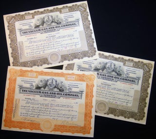Item #029080 Three Vacuum Gas and Oil Company, Limited Stock Certificates 1917. Canadiana - 20th...