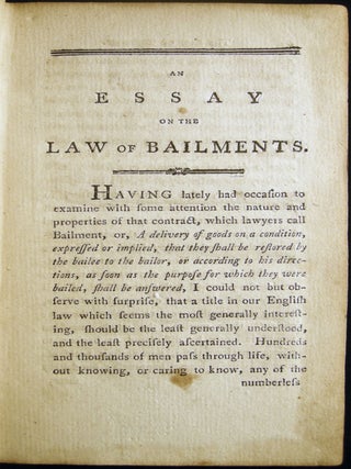An Essay on the Law of Bailments