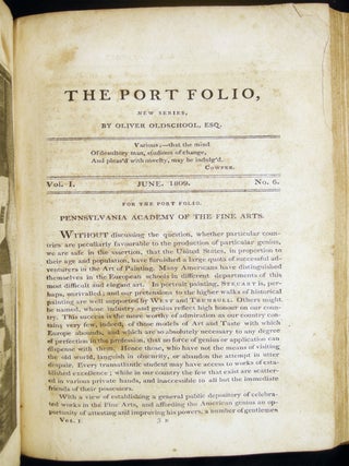 The Port Folio, A Monthly Magazine, Devoted to Useful Science, the Liberal Arts, Legitimate Criticism, and Polite Literature; Conducted By Oliver Oldschool, Esq. Assisted By a Confederacy of Men of Letters