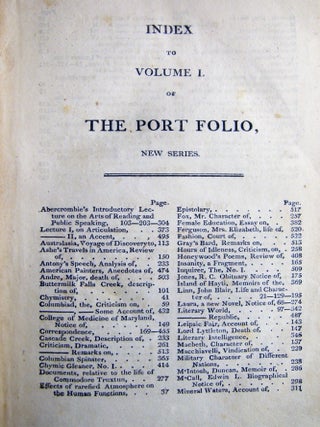 The Port Folio, A Monthly Magazine, Devoted to Useful Science, the Liberal Arts, Legitimate Criticism, and Polite Literature; Conducted By Oliver Oldschool, Esq. Assisted By a Confederacy of Men of Letters