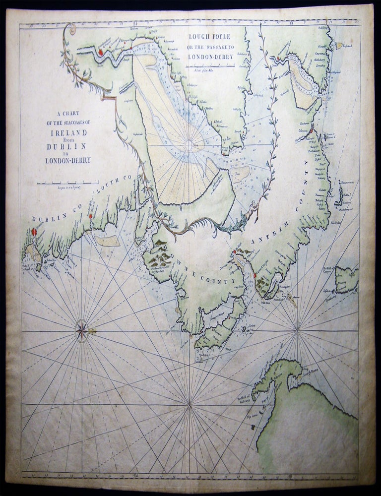Item #029245 A Chart of the Seacoasts of Ireland from Dublin to London-Derry (with Inset of) Lough Foyle or the passage to London-Derry. Ireland - 18th Century - Cartography - Nautical Chart.