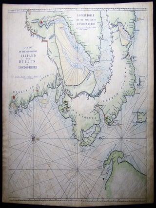 A Chart of the Seacoasts of Ireland from Dublin to London-Derry (with Inset of) Lough Foyle or. Ireland - 18th Century -.