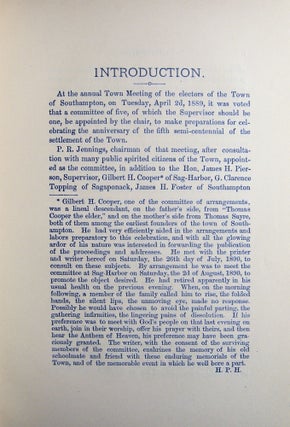 1640-1890 Addresses Delivered at the Celebration of the 250th Anniversary of the Village and Town of Southampton, June 12th, 1890