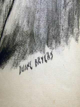 Circa 1950 Two Original Charcoal on Paper Male Nude Figure Studies Signed by Duane Bryers
