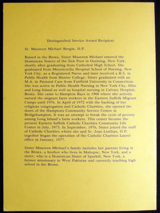 Eastern Suffolk Community Life Center Catholic Charities Second Annual Distinguished Service Awards Dinner June 6, 1980