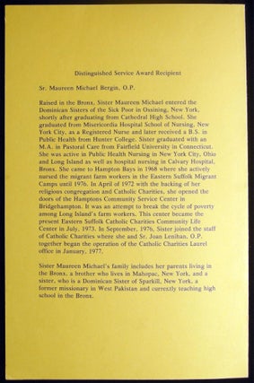 Eastern Suffolk Community Life Center Catholic Charities Second Annual Distinguished Service Awards Dinner June 6, 1980