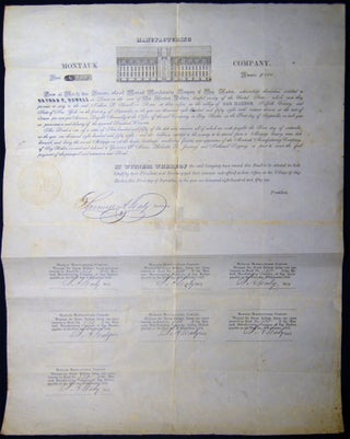 Item #029789 1851 Montauk Manufacturing Company of Sag Harbor $ 100 Bearer Bond for Nathan P....