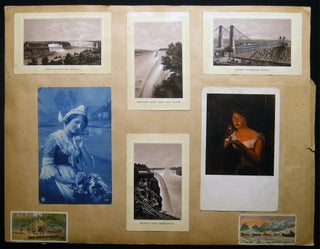 Circa 1890 Printed & Chromolithograph Color Trade Cards, Die-cuts and Variety & Artfully Arranged Ephemera on Scrap Album Pages