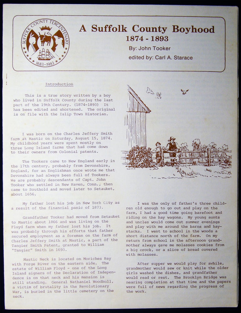 Item #029943 A Suffolk County Boyhood. John Tooker, Carl A. Starace.