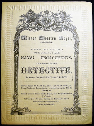 Mirrror Theatre Royal, Holborn. This Evening Will be Produced, at 7 O'clock, Naval. United Kingdom - 19th Century.