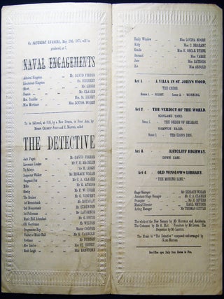 Mirrror Theatre Royal, Holborn. This Evening Will be Produced, at 7 O'clock, Naval Engagements. To be Followed By The Detective. By Messrs. Clement Scott and E. Manuel.