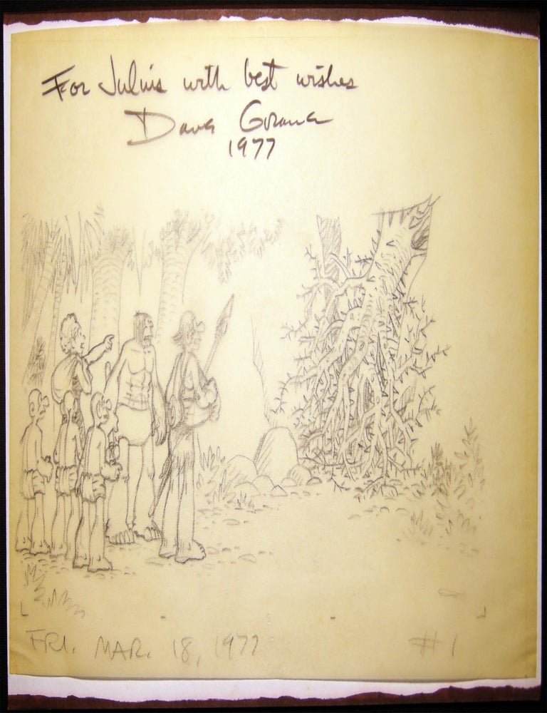 Item #030058 1977 Original Pencil on Tissue Alley Oop Cartoon Art Inscribed, Signed and Dated By Dave Graue. Americana - 20th Century - Art - Cartooning - Alley Oop.