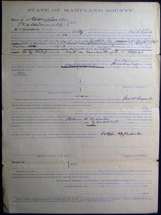 Item #030117 1868 State of Maryland Bounty Document Request. Americana - 19th Century - Civil War...