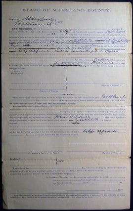 Item #030117 1868 State of Maryland Bounty Document Request. Americana - 19th Century - Civil War...