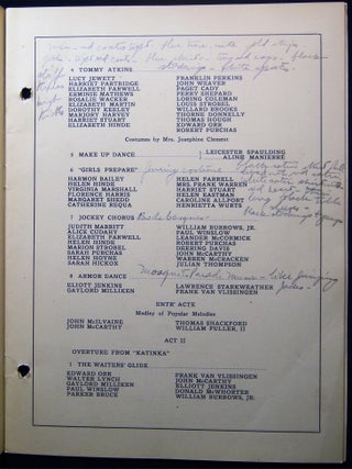 1917 Junior League Revel Production Program Book - Chicago (with) Manuscript Comments on Costumes and Performance Routines