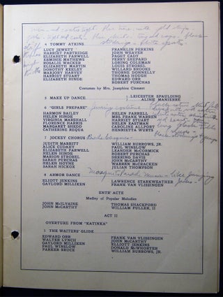 1917 Junior League Revel Production Program Book - Chicago (with) Manuscript Comments on Costumes and Performance Routines