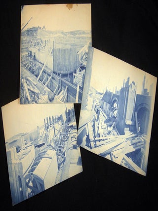 Item #030129 Circa 1900 Canal Lock Construction Cyanotype Photographs. Photography - Cyanotypes -...