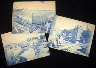 Item #030129 Circa 1900 Canal Lock Construction Cyanotype Photographs. Photography - Cyanotypes -...
