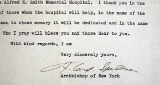 1946 Typed Letter Signed By Cardinal Spellman Archbishop of New York
