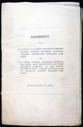 Item #030138 Agreement Between Metropolitan Street Railway Co., Second Avenue Railroad Co.,...