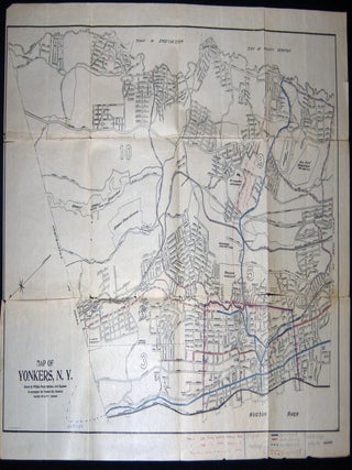 Item #030141 Map of Yonkers, N.Y. With Color Pencil Designations Hand-drawn for Various Railway...