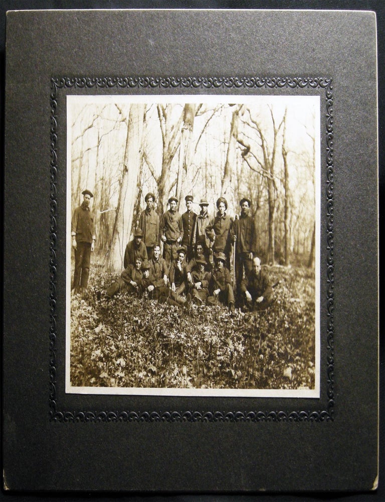 Item #030174 Circa 1900 Cabinet Card Photograph of a Group of Workers and a Police Officer, Identified as on Gardiner's Island. Americana - 20th Century - Photography - Gardiners Island.