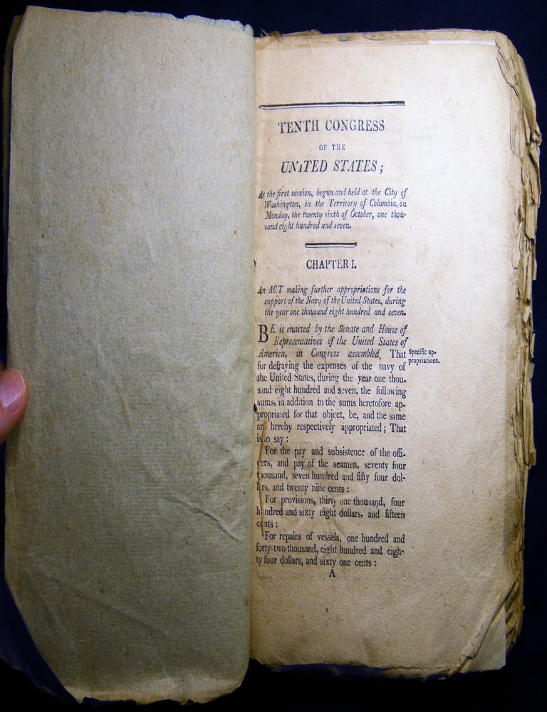 Item #030194 Acts Passed at the First Session of the Tenth Congress of the United States. Americana - 19th Century - Political History - Congress.