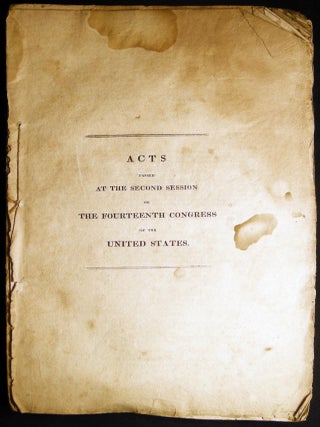 Item #030195 Acts of the Fourteenth Congress of the United States, Passed at the Second Session....