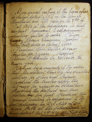 Item #030197 1854 - 1922 Handwritten Notebook of the School Board Proceedings of the Mansfield...