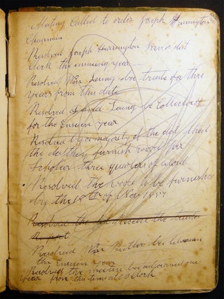 1854 - 1922 Handwritten Notebook of the School Board Proceedings of the Mansfield East Otto Ellicottville School District No. 4.