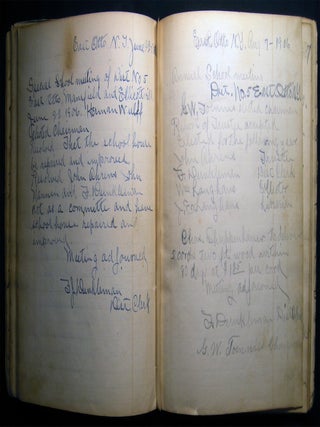 1854 - 1922 Handwritten Notebook of the School Board Proceedings of the Mansfield East Otto Ellicottville School District No. 4.
