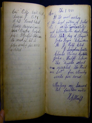 1854 - 1922 Handwritten Notebook of the School Board Proceedings of the Mansfield East Otto Ellicottville School District No. 4.
