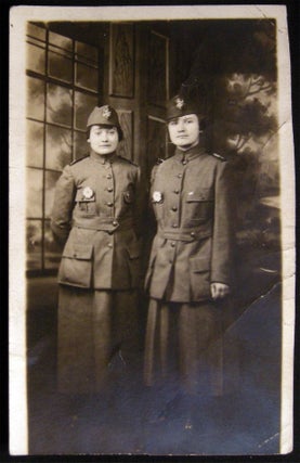 Item #030212 Circa 1918 Real Photo Postcard of Two Uniformed Women Identified as Workers for the...