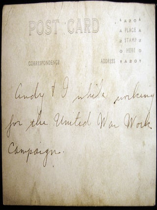 Circa 1918 Real Photo Postcard of Two Uniformed Women Identified as Workers for the United War Work Campaign