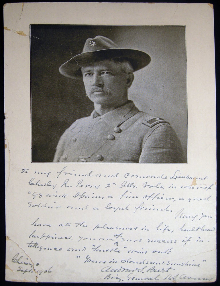 Item #030213 1906 Portrait Card of Brigadier General Andrew S. Burt, Inscribed, Signed and with a Short Note. Americana - 19th, 20th Century - Civil War - Indian Wars - Andrew S. Burt.