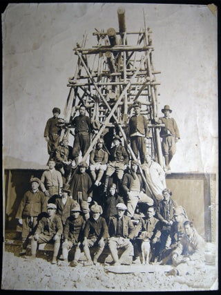 Item #030217 Circa 1940s Large-Format Photograph of a Work Gang of Asians At a Construction Site,...