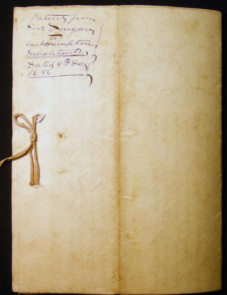 Item #030307 Circa 1850 Manuscript Copy of the Patent from Governor Dongan to East Hampton Inhabitants Certified and Signed as a True Copy By Lewis Allaire Scott (1819 - 1896). Americana - 19th Century - Manuscript - East Hampton - Dongan Patent.