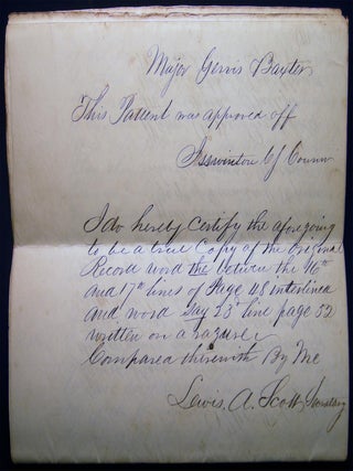 Circa 1850 Manuscript Copy of the Patent from Governor Dongan to East Hampton Inhabitants Certified and Signed as a True Copy By Lewis Allaire Scott (1819 - 1896)